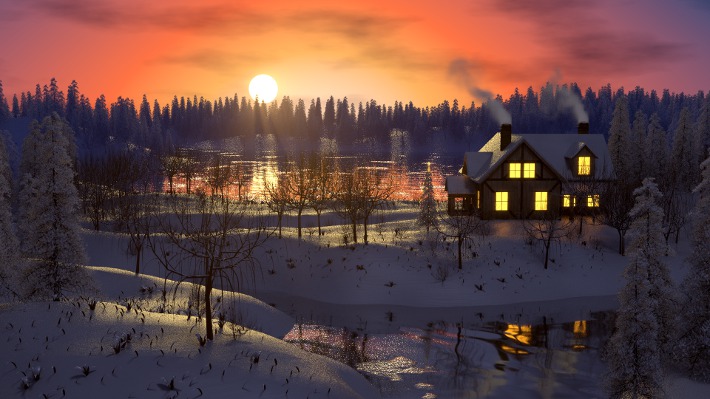 3D-Rendering: Winterlandschaft